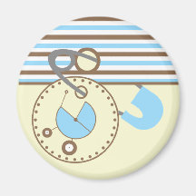 Baby Shower Magnet - Blue & Brown Stripes
