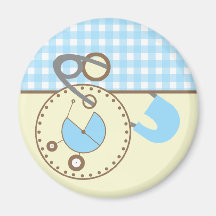 Baby Shower Magnet - Blue Gingham