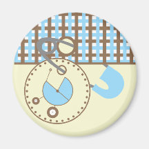 Baby Shower Magnet - Blue & Plaid