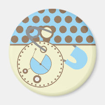 Baby Shower Magnet - Brown Polka Dots & Blue