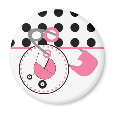 Baby Shower Magnet - Polka Dot & Pink Diaper Pin by thepinkschoolhouse