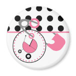 Baby Shower Magnet - Polka Dot & Pink Diaper Pin