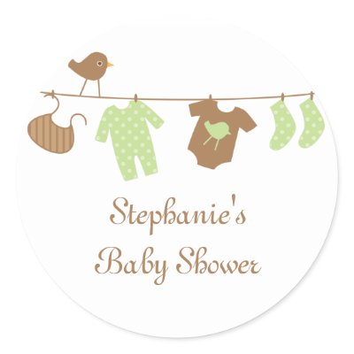 Baby shower neutral birds and laundry stickers by Jamene