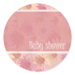 baby shower pink daisy stickers