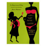 Baby Shower, Pink Girl Baby Bump, Tummy Writting Personalized Announcement