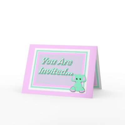 Baby Shower Pink Mint Invitation Greeting Cards by SherryHolderHunt
