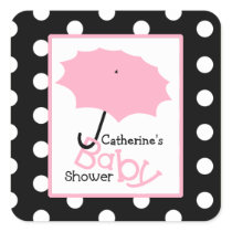 Baby Shower Pink Umbrella & Polka Dots