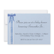 Baby Shower Polk Dot Ribbon Personalized Announcements