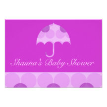 "Baby Shower" - Purple Dotted Umbrella [a] Personalized Announcement