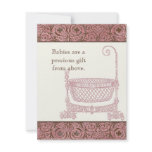 Baby Shower RSVP - Pink Brown Damask Cradle Personalized Invitation
