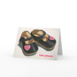 BABY SHOWER, SHOES WITH HEARTS GREETING CARD