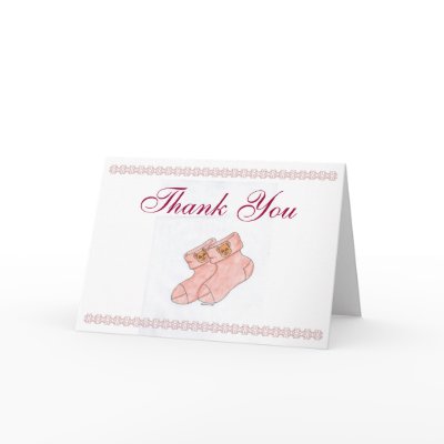 Baby Shower Thank You Card w/ Cute Booties (Pink) by christymurphy123