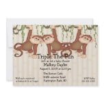 Baby Shower Triplet Monkeys invitations