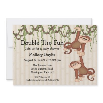 Baby Shower Twin Monkeys Announcements by celebrateitinvites