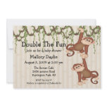Baby Shower Twin Monkeys invitations