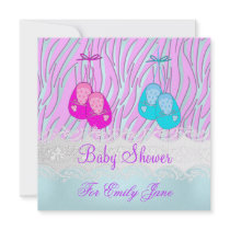 Baby Shower Zebra Pink Blue Baby Girl Or Boy Custom Invite