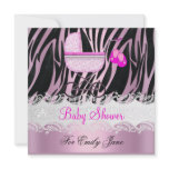 Baby Shower Zebra Pink White Baby Girl Personalised Announcements