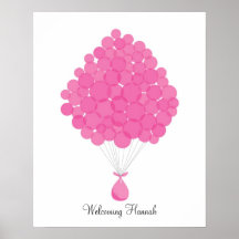 Baby Signature Balloons - Pink Print