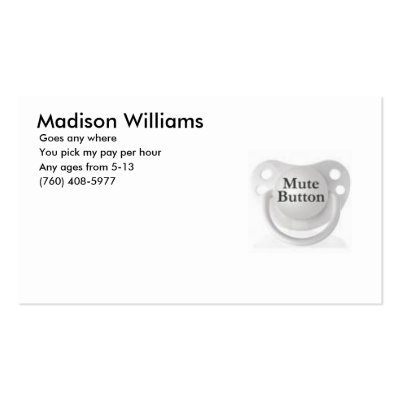Baby sitting cards business card templates by pumpkinqween94