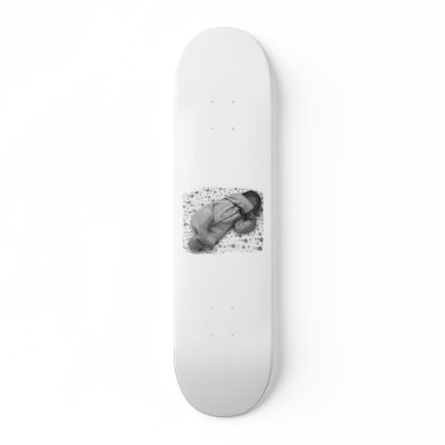 Baby Sleeping With Flowered Background BW Skateboard Deck by BabyDelight