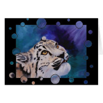 Baby Snow Leopard Bubbles Blank Card