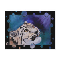 Baby Snow Leopard Bubbles Postcard