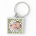 Baby square photo frame - olive green keychain