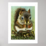 Baby squirrel and mushrooms print