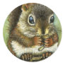 Baby squirrel and mushrooms round sticker