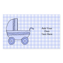 Baby Stroller. Light Blue on Check Pattern. Sticker