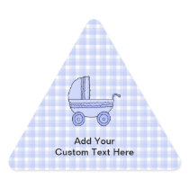 Baby Stroller. Light Blue on Check Pattern. Sticker