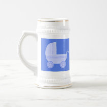 Baby Stroller. Light Blue on Mid Blue. Mugs