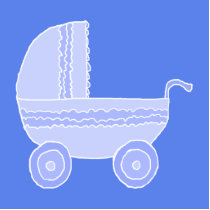Baby Stroller. Light Blue on Mid Blue. Photo Sculpture