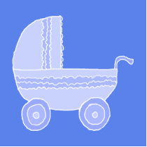 Baby Stroller. Light Blue on Mid Blue. Photo Cutout