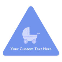 Baby Stroller. Light Blue on Mid Blue. Triangle Stickers