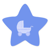 Baby Stroller. Light Blue on Mid Blue. Star Stickers
