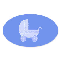 Baby Stroller. Light Blue on Mid Blue. Stickers