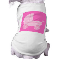 Baby Stroller. Light Pink and Bright Pink. Dog T-shirt