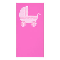 Baby Stroller. Light Pink and Bright Pink. Photo Cards