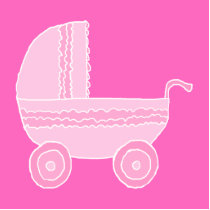 Baby Stroller. Light Pink and Bright Pink. Acrylic Cut Out