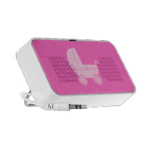Baby Stroller. Light Pink and Bright Pink. Notebook Speakers