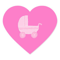Baby Stroller. Light Pink and Bright Pink. Sticker