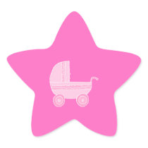 Baby Stroller. Light Pink and Bright Pink. Star Sticker