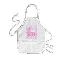 Baby Stroller. Light Pink on Pink Gingham. Apron