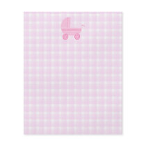 Baby Stroller. Light Pink on Pink Gingham. Flyer