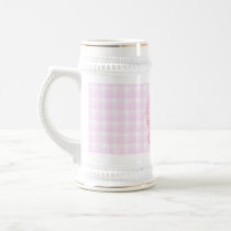 Baby Stroller. Light Pink on Pink Gingham. Coffee Mug