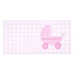 Baby Stroller. Light Pink on Pink Gingham. Customized Photo Card