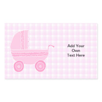 Baby Stroller. Light Pink on Pink Gingham. Rectangle Stickers