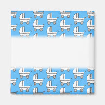 Baby Stroller Pattern on Blue. Refrigerator Magnets
