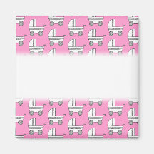 Baby Stroller Pattern on Pink. Fridge Magnets
